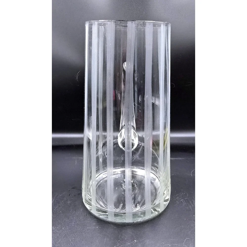 Chill-It‎ Aluminum Ice Tube Glass Pitcher Vtg Gilley Etched Manhatten Stripes